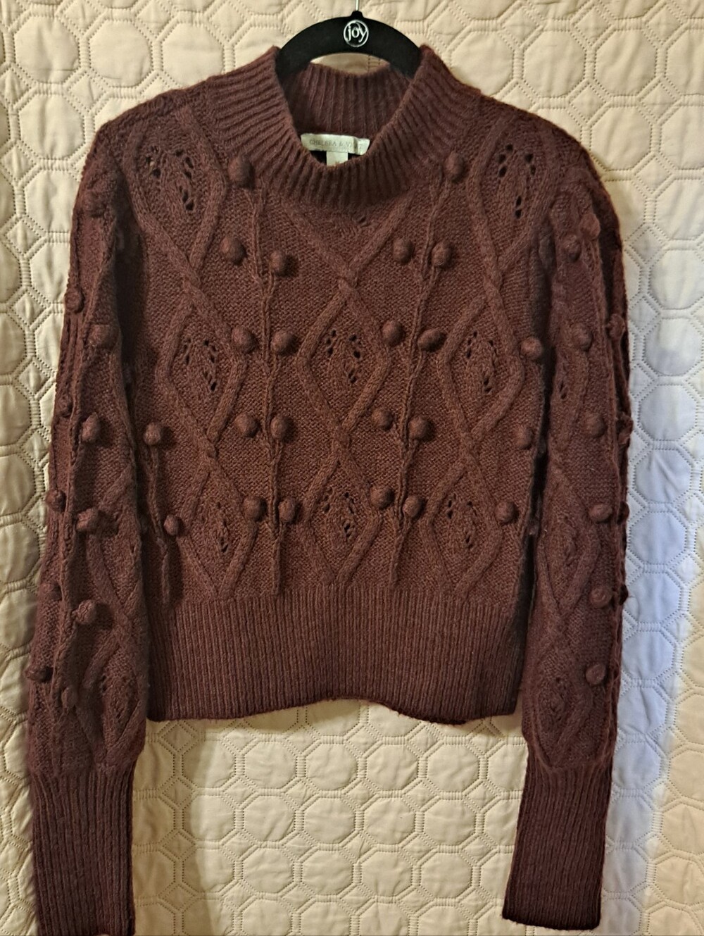 Chelsea & Violey Women's Chocolate Brown Bobble Knit Sweater Sz M